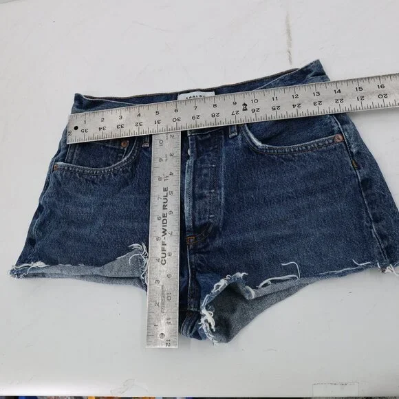 Agolde Parker Denim Shorts Womens 25 medium Wash Cutoff Raw Hem Distressed 2.5" - Picture 6 of 10